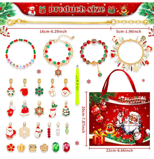 Christmas DIY Jewelry & Craft Advent Calendar for Kids - Fun Festive Toys with Santa, Tree & More(20*22*2cm) - Mekamart Australia