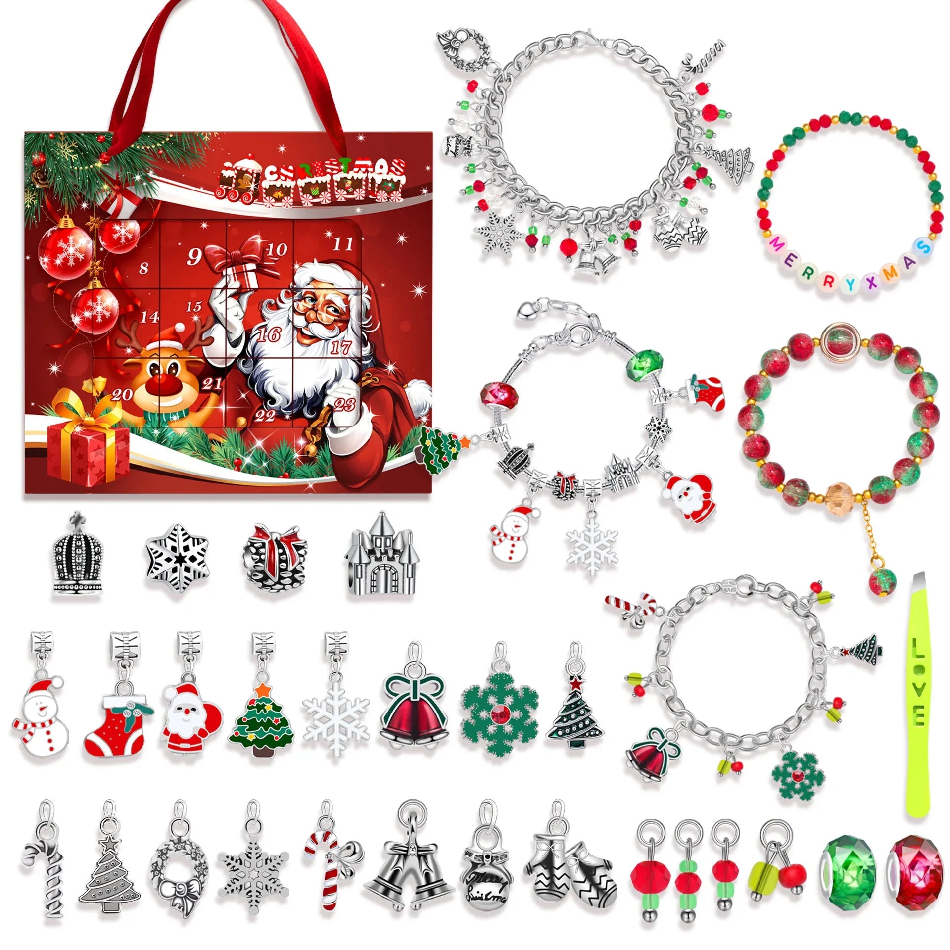Christmas DIY Jewelry & Craft Advent Calendar(M-22,22*20*2cm) - Mekamart Australia