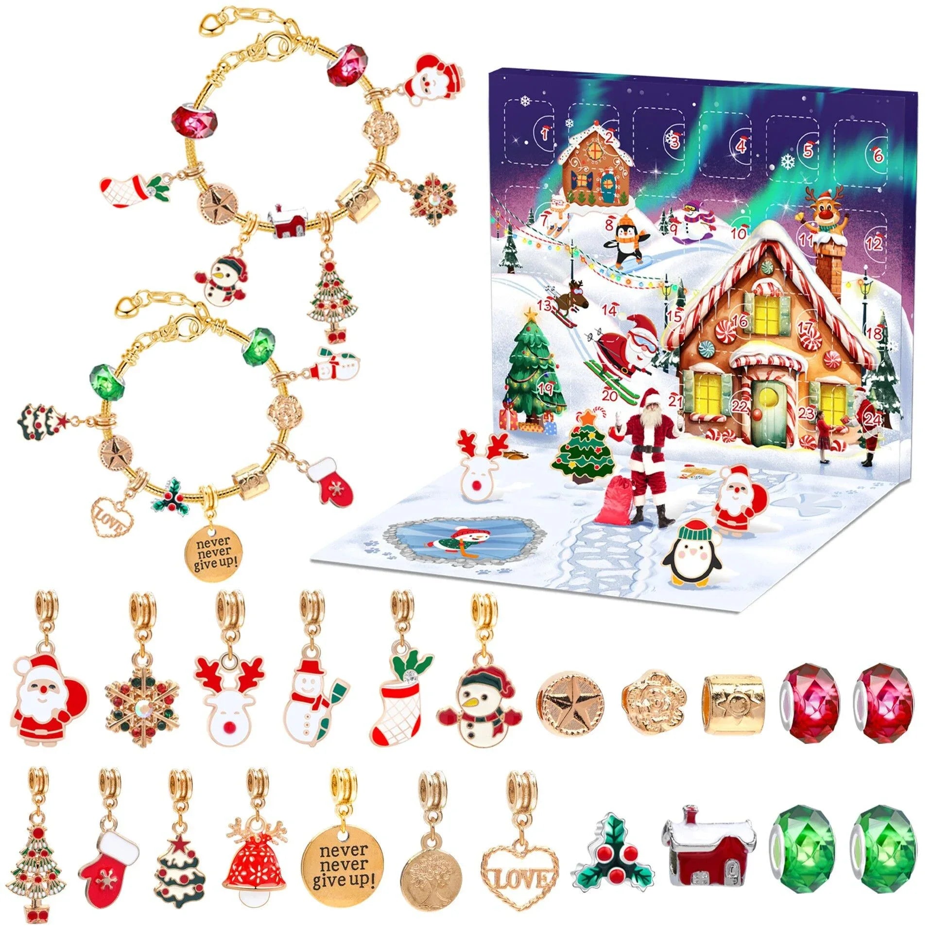Christmas DIY Jewelry & Craft Advent Calendar(M-25,20*17*1.3cm) - Mekamart Australia
