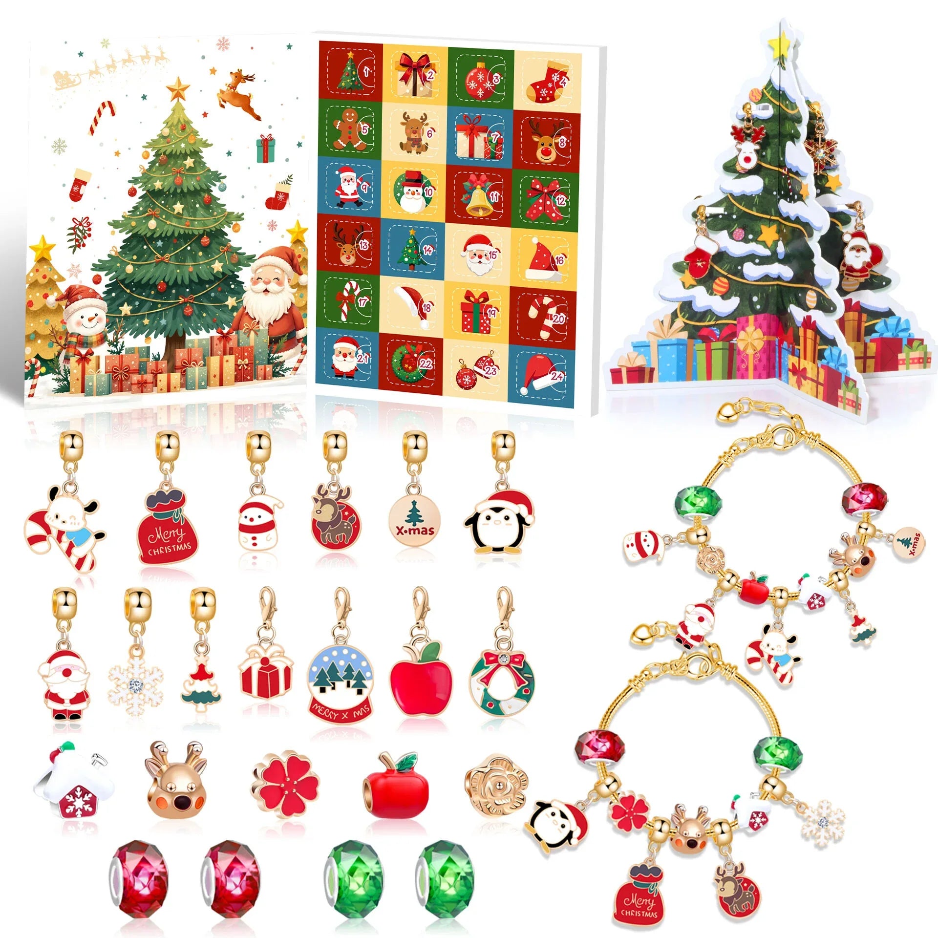 Christmas DIY Jewelry & Craft Advent Calendar(M-29,20*17*1.3cm) - Mekamart Australia