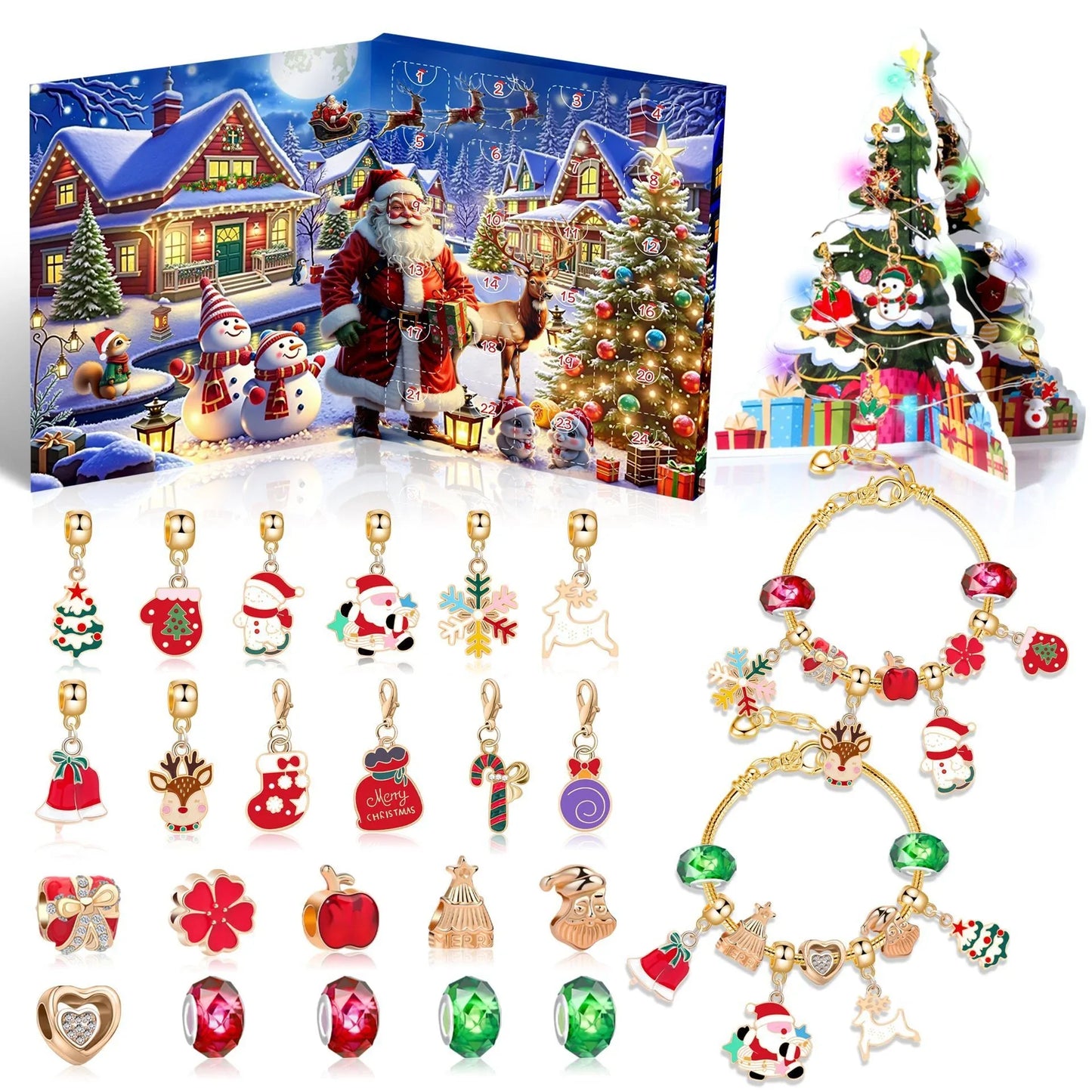 Christmas DIY Jewelry & Craft Advent Calendar(M-30,20*17*1.3cm) - Mekamart Australia