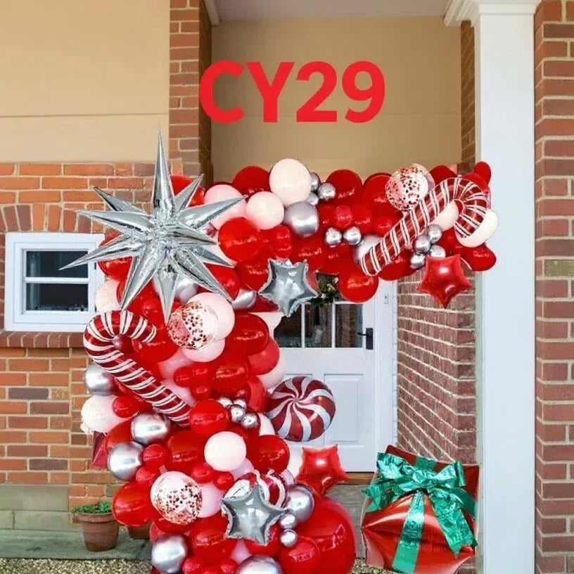 Christmas Balloon Arch + Tree Kit: Candy Cane/Star Foil Décor - Mekamart Australia