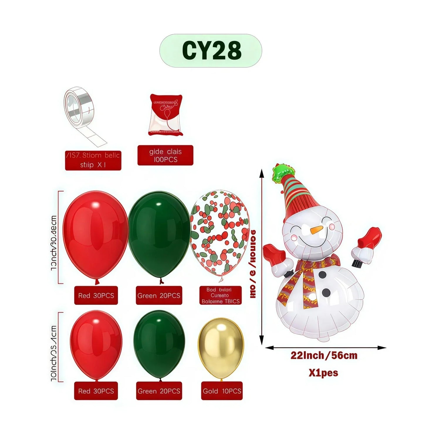 Christmas Balloon Combo: 123PCS Arch + Tree Sets (Snowman/Star Foil) - Mekamart Australia