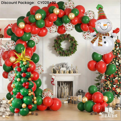 Christmas Balloon Combo: 123PCS Arch + Tree Sets (Snowman/Star Foil) - Mekamart Australia