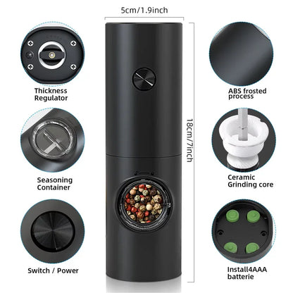 NNEOBA Electric Automatic Pepper and Salt Grinder with LED Light(1pc) - Mekamart Australia