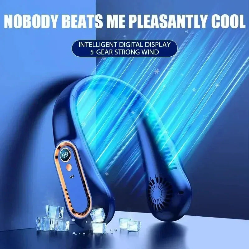 NNEOBA Neck Bladeless Fan Mini Portable-Blue - Mekamart Australia