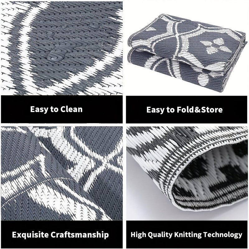 Outdoor Reversible Patio Mat Geometric Pattern