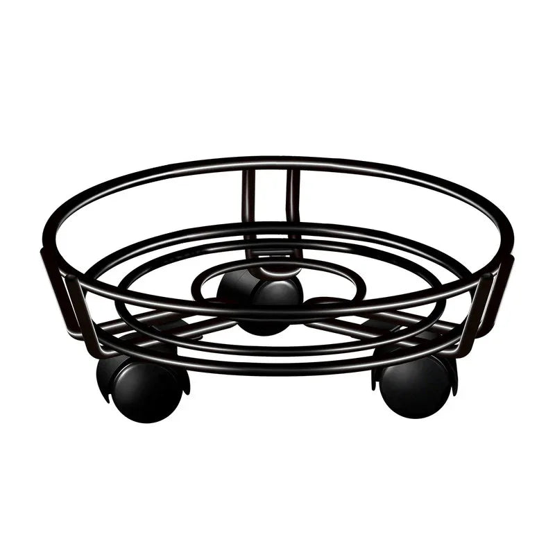 Movable Iron Potted Plant Stand for Home Garden Decoration-Black - Mekamart Australia