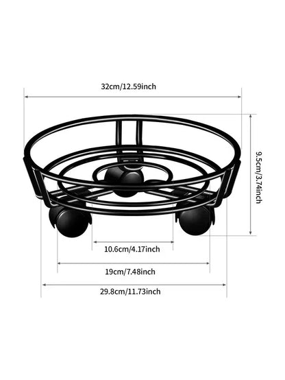 Movable Iron Potted Plant Stand for Home Garden Decoration-Black - Mekamart Australia