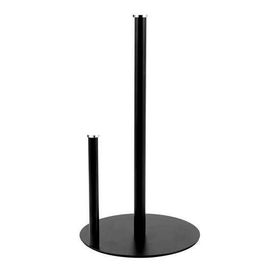 Iron Double Pole Paper Towel Holder for Kitchen Countertop Cling Film Storage Rack-Black - Mekamart Australia