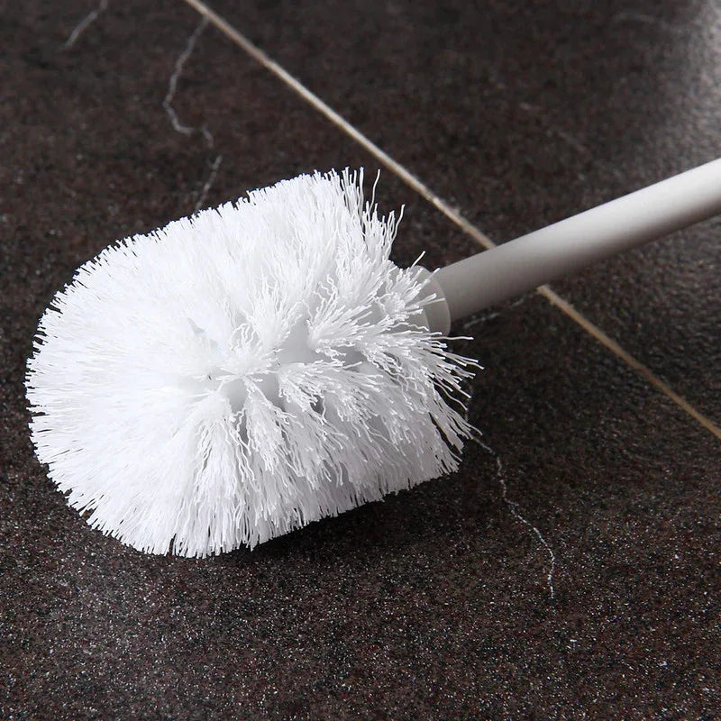 Stainless Steel Toilet Brush With Base and Long-Handled Brush for Bathroom Toilet Cleaning-Silver - Mekamart Australia