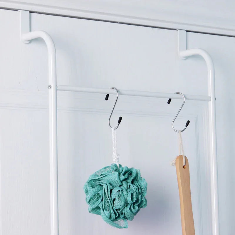 Over The Door Towel Rack Metal Behind Door Hanger for Bathroom Bedroom-White - Mekamart Australia