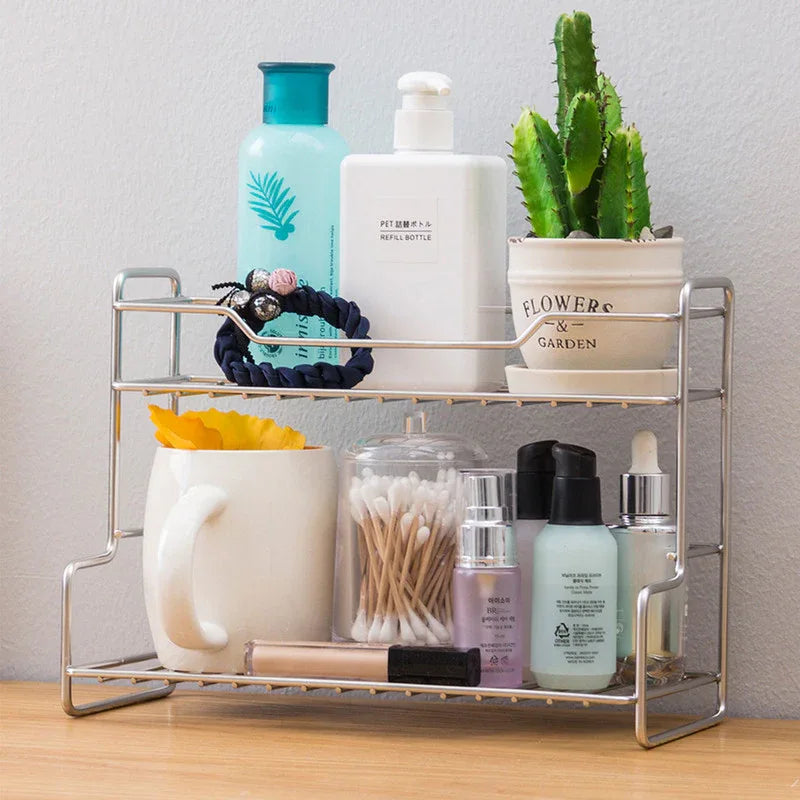 Mini Stainless Steel Kitchen Spice Storage Rack Bathroom And Toilet Organizer Rack-Silver - Mekamart Australia