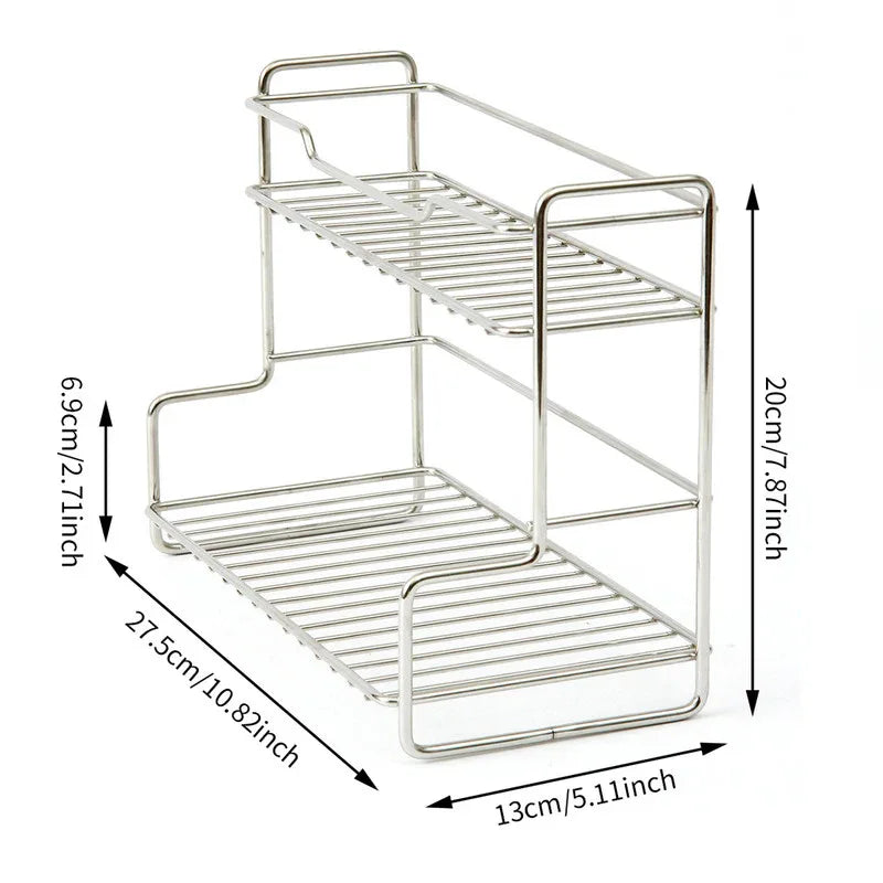 Mini Stainless Steel Kitchen Spice Storage Rack Bathroom And Toilet Organizer Rack-Silver - Mekamart Australia