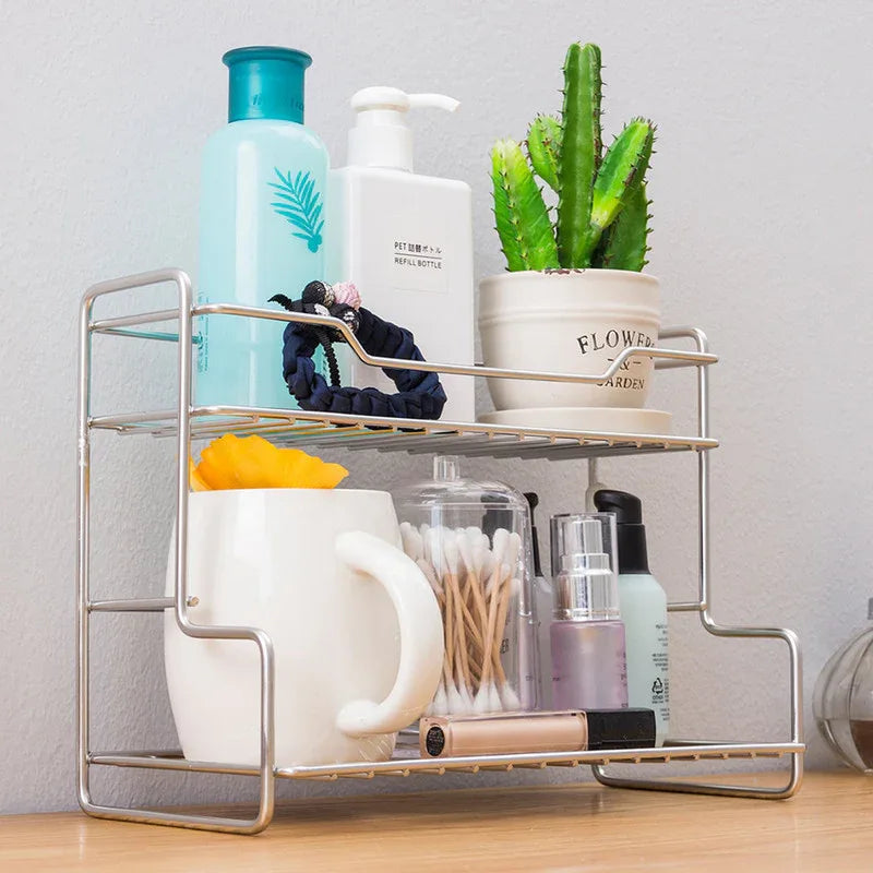 Mini Stainless Steel Kitchen Spice Storage Rack Bathroom And Toilet Organizer Rack-Silver - Mekamart Australia