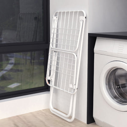 Double Wing Floor Folding Drying Rack For Clothes Quilt Towel-White