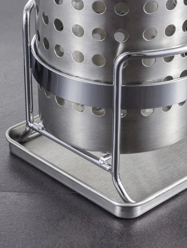 Stainless Steel Double-Tube Cutlery Basket With Storage Rack for Household Kitchen-Silver - Mekamart Australia