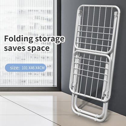 Upgrade Double Wing Floor Folding Drying Rack For Clothes Quilt Towel-White
