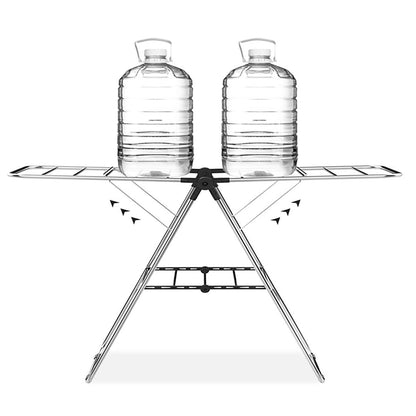 Stainless Steel Floor-Standing Folding Wing-Shaped Drying Rack-Silver