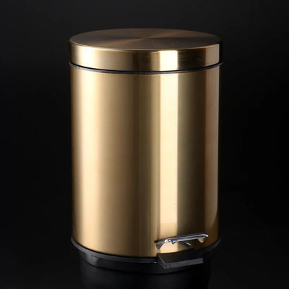 5L Stainless Steel Round Trash Can With Lid And Foot Pedal for Household Kitchen Hotel-Champagne Gold - Mekamart Australia