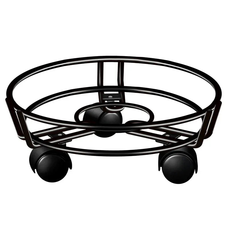 Movable Iron Potted Plant Stand for Home Garden Decoration-Black - Mekamart Australia