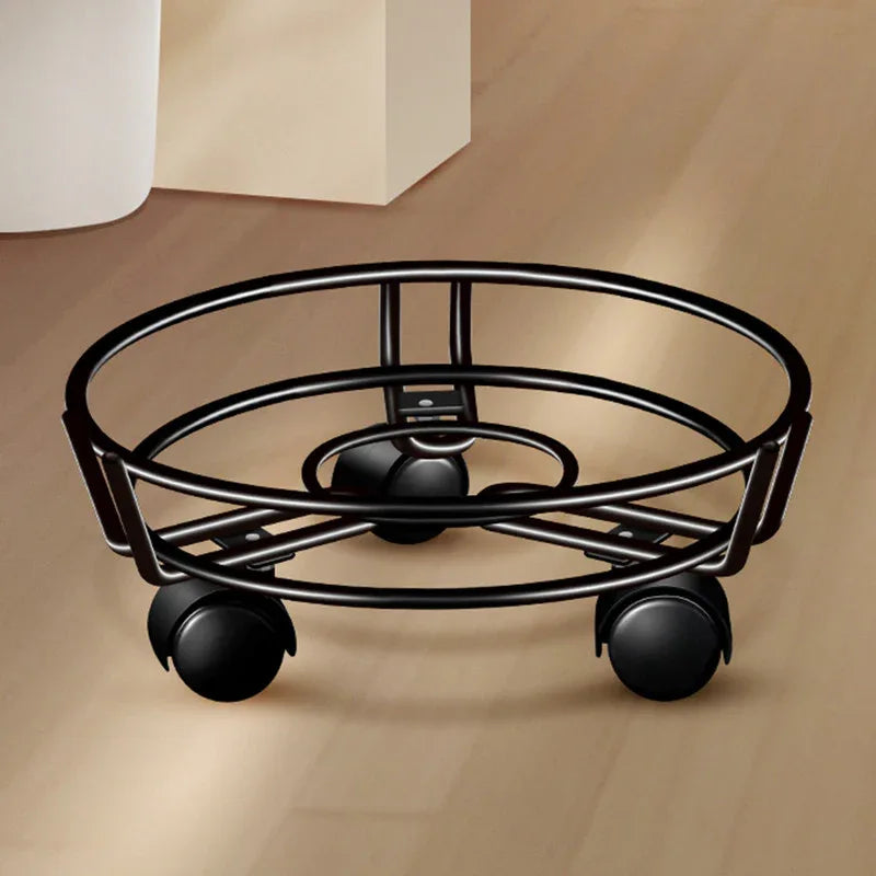Movable Iron Potted Plant Stand for Home Garden Decoration-Black - Mekamart Australia