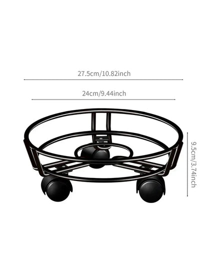 Movable Iron Potted Plant Stand for Home Garden Decoration-Black - Mekamart Australia