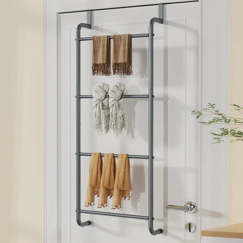 Over The Door Towel Rack Metal Behind Door Hanger for Bathroom Bedroom-Grey - Mekamart Australia