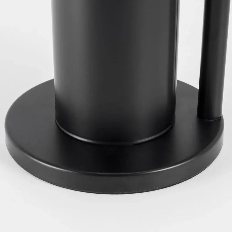 2-in-1 Iron Floor Standing Roll Paper Holder and Bamboo Lid Toilet Brush For Bathroom and Toilet-Black - Mekamart Australia