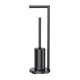2-in-1 Floor Standing Roll Paper Holder and Toilet Brush For Bathroom and Toilet-Black - Mekamart Australia