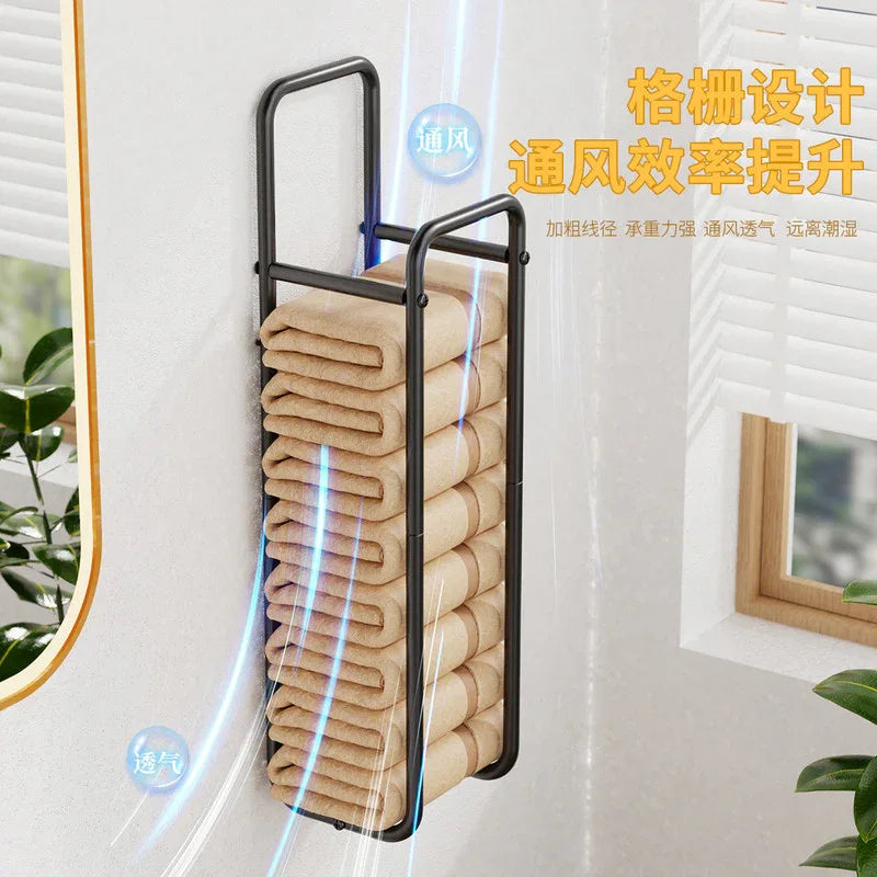 Double-Pole Towel Rack, Wall-Mounted Storage Rack for Bathroom,Black - Mekamart Australia
