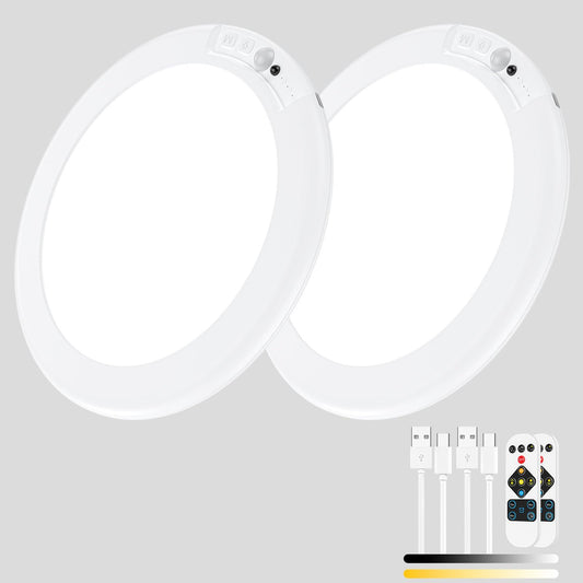2 Pack Magnetic Wireless Ceiling Light, Rechargeable Battery Operated Ceiling Light wiht Remote, Ultra-Thin Motion Sensor Shower Lamp for Bathroom Closet Porch