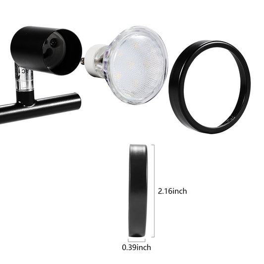 6 Pack GU10/MR16 Bulb Decorative Trim Rings, Heat Insulation Anti-Scald Protective Rings for Track Lighting, Snap-On Spring-Loaded Design (Matte Black)