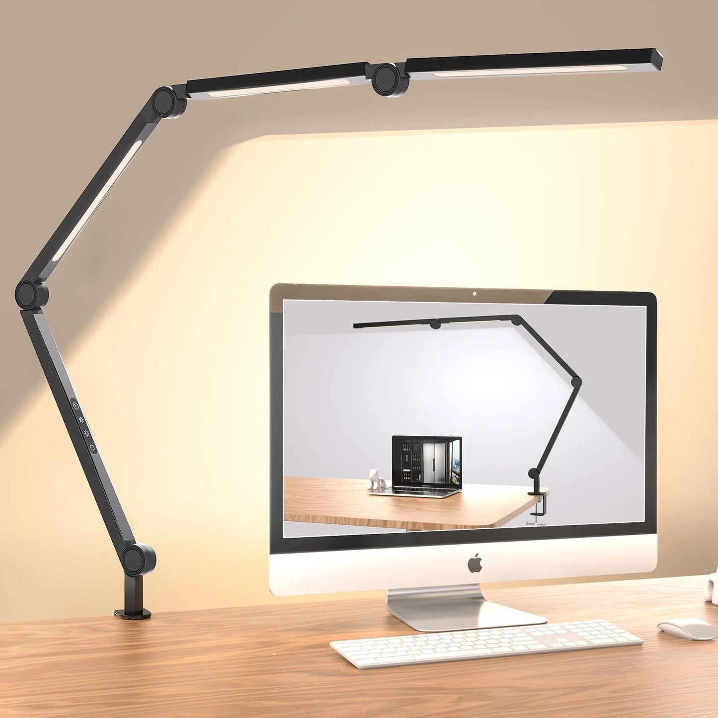 LED Desk Lamp,Foldable Table Lamp for Computer and Desktop,Flexible Clamp on Desk Lamps,Black Portable Desk Lamp for Home Office Reading,Working,Computer Desk,Study Lamp for Kids - Mekamart Australia