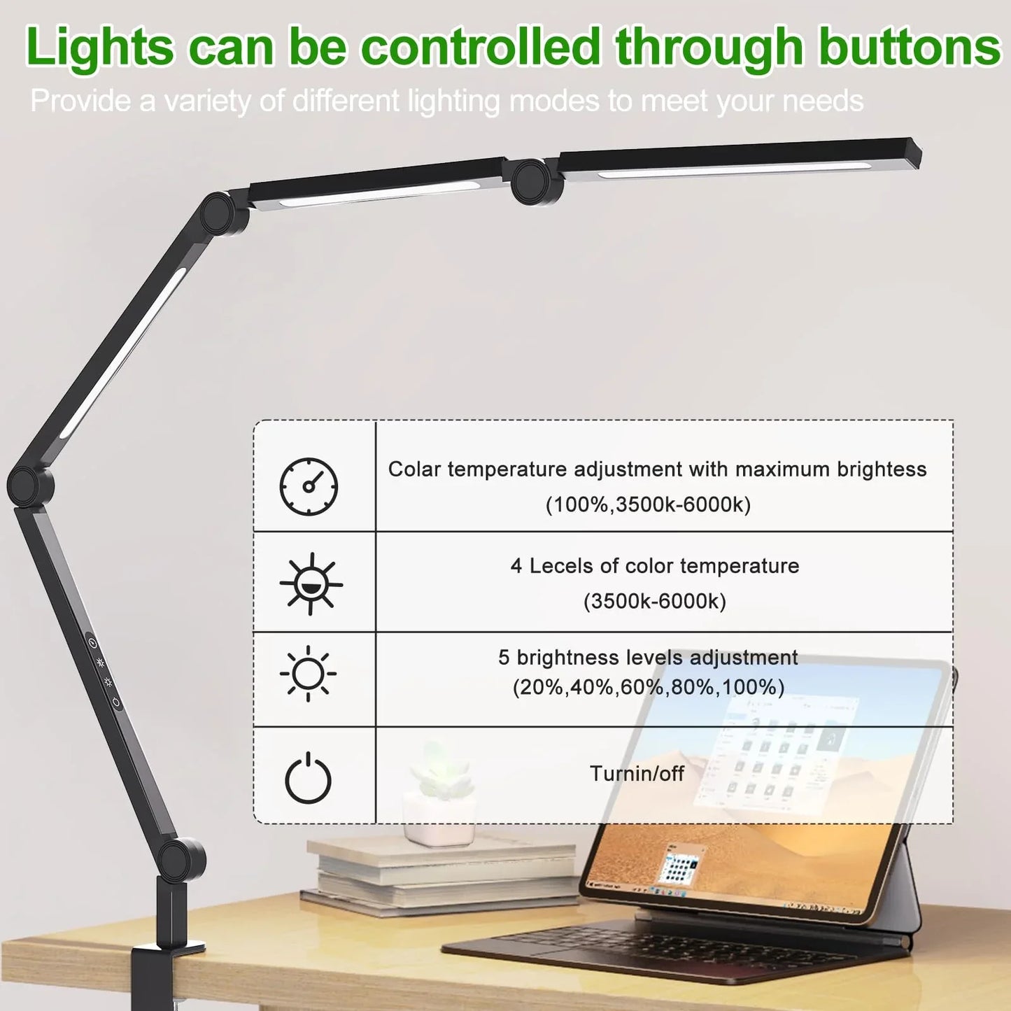 LED Desk Lamp,Foldable Table Lamp for Computer and Desktop,Flexible Clamp on Desk Lamps,Black Portable Desk Lamp for Home Office Reading,Working,Computer Desk,Study Lamp for Kids - Mekamart Australia