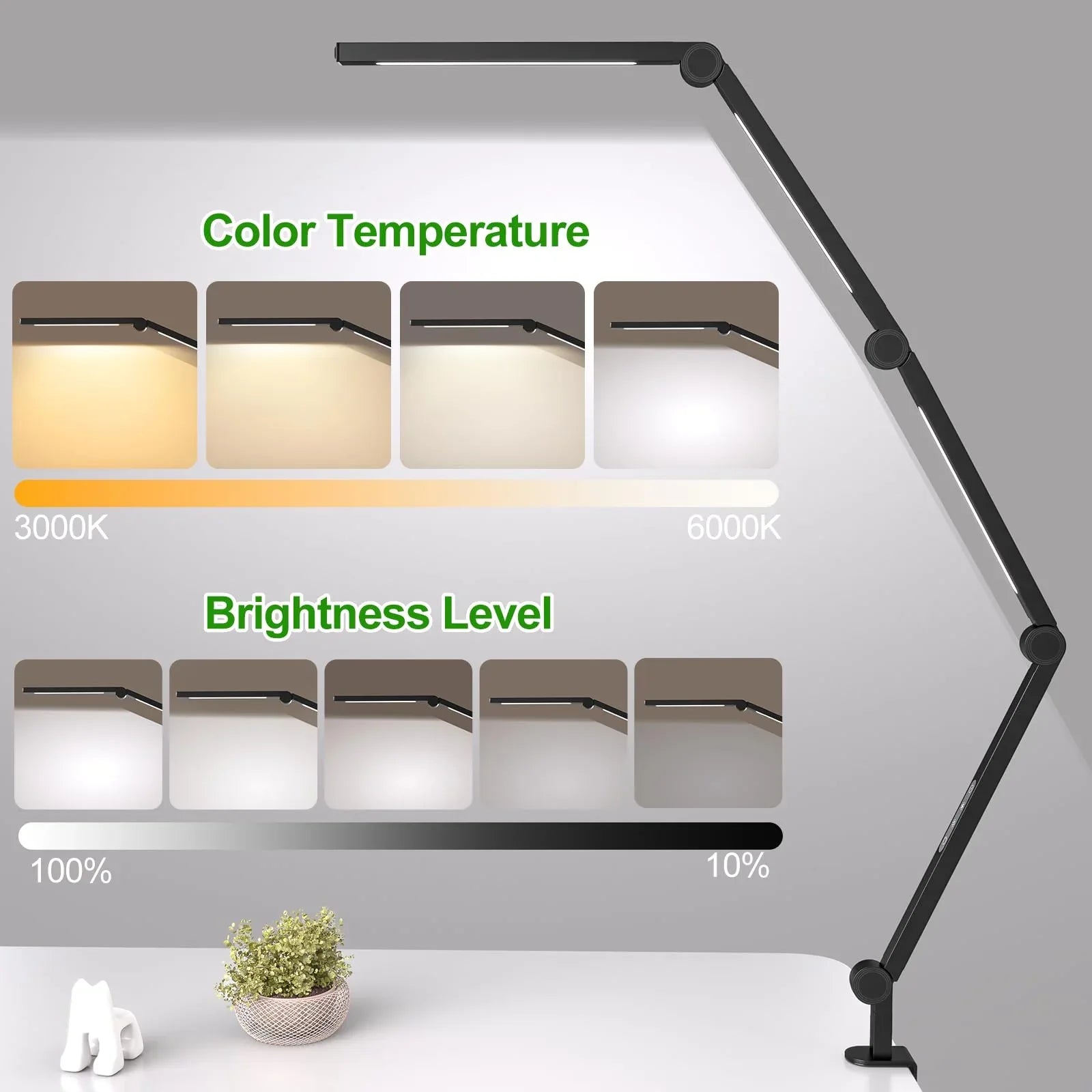 LED Desk Lamp,Foldable Table Lamp for Computer and Desktop,Flexible Clamp on Desk Lamps,Black Portable Desk Lamp for Home Office Reading,Working,Computer Desk,Study Lamp for Kids - Mekamart Australia