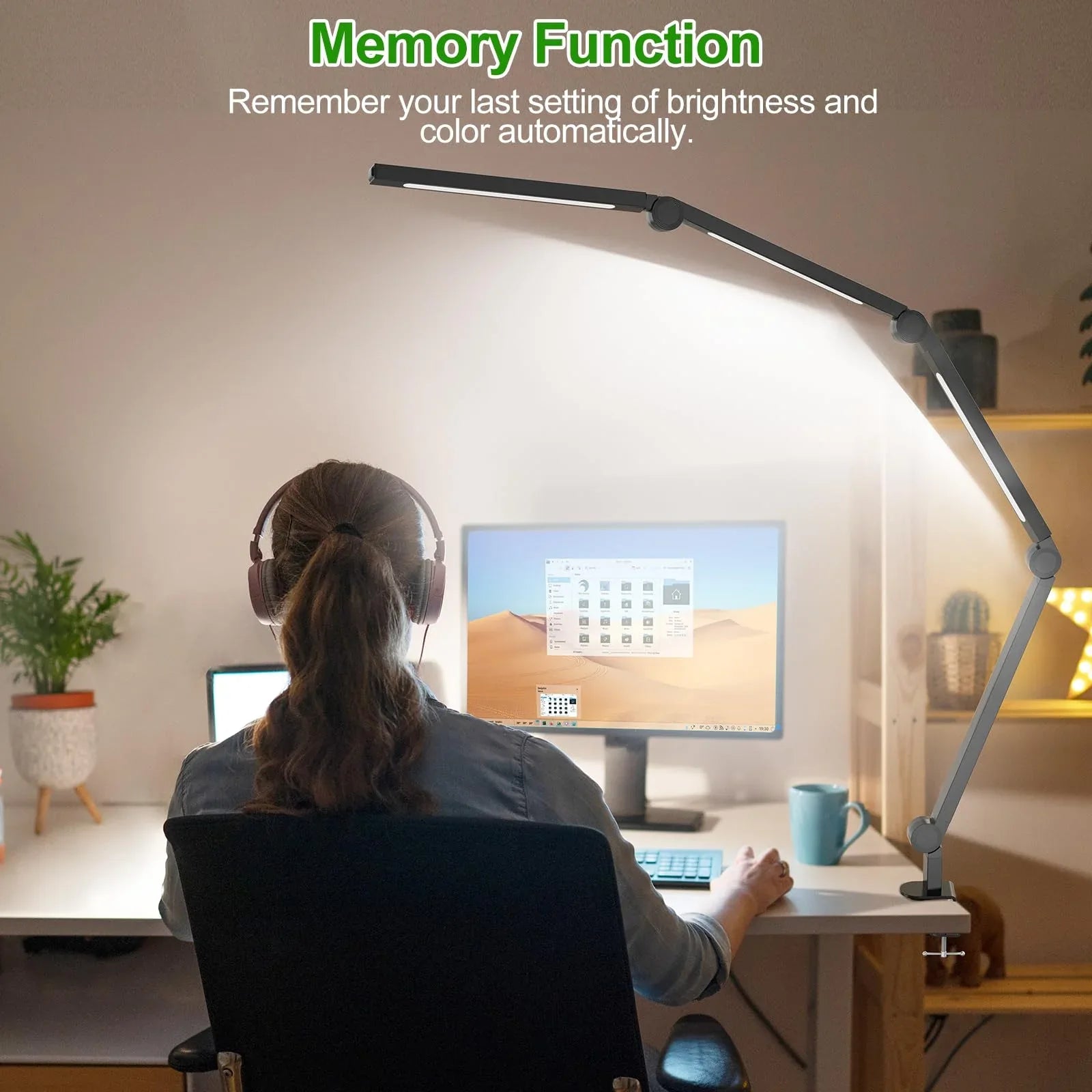 LED Desk Lamp,Foldable Table Lamp for Computer and Desktop,Flexible Clamp on Desk Lamps,Black Portable Desk Lamp for Home Office Reading,Working,Computer Desk,Study Lamp for Kids - Mekamart Australia