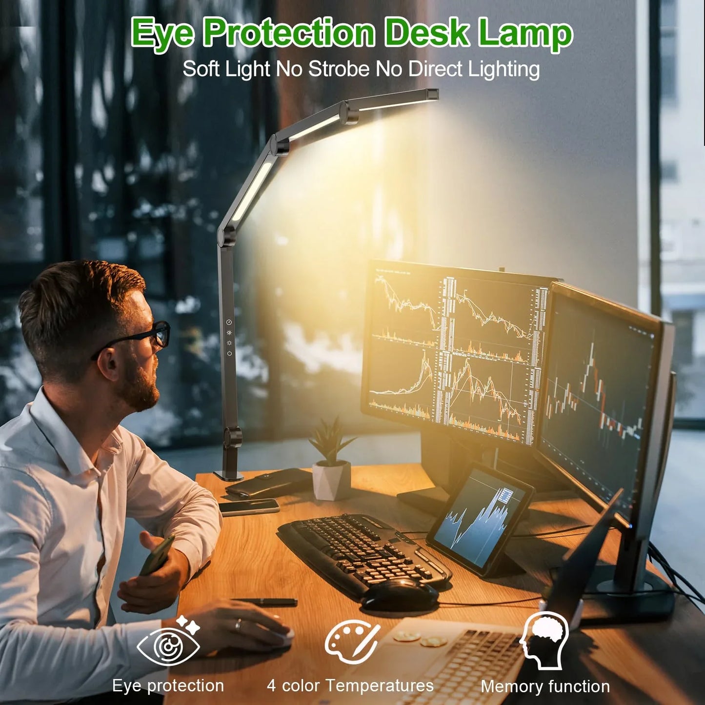 LED Desk Lamp,Foldable Table Lamp for Computer and Desktop,Flexible Clamp on Desk Lamps,Black Portable Desk Lamp for Home Office Reading,Working,Computer Desk,Study Lamp for Kids - Mekamart Australia