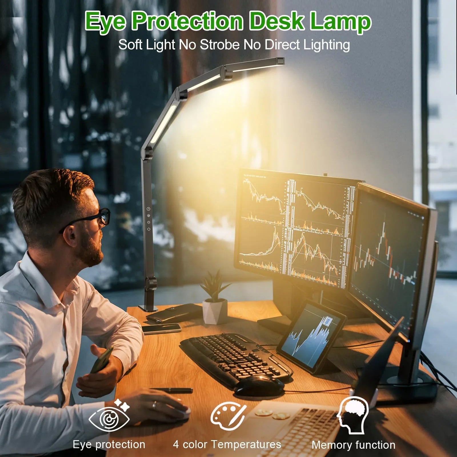 LED Desk Lamp,Foldable Table Lamp for Computer and Desktop,Flexible Clamp on Desk Lamps,Black Portable Desk Lamp for Home Office Reading,Working,Computer Desk,Study Lamp for Kids - Mekamart Australia