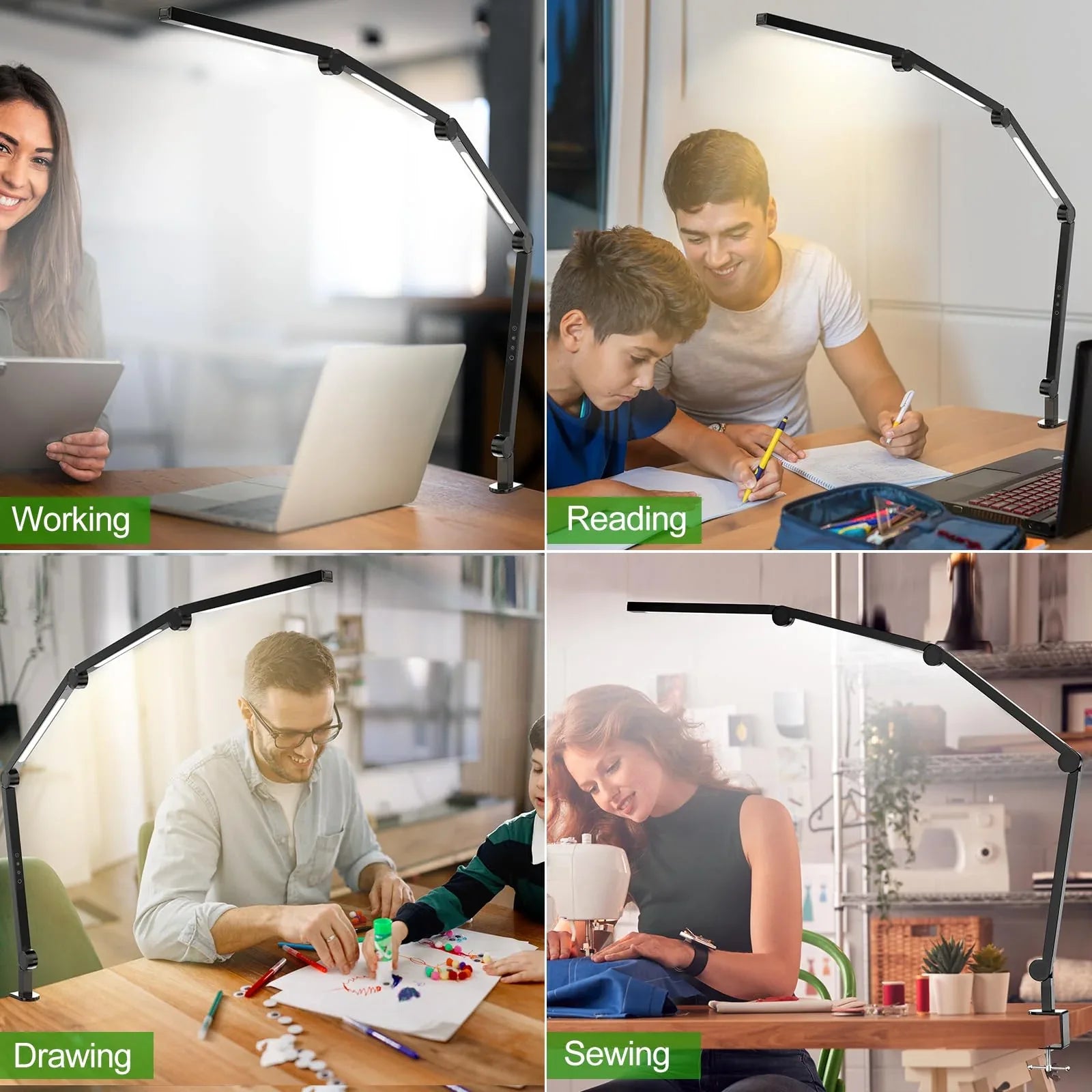 LED Desk Lamp,Foldable Table Lamp for Computer and Desktop,Flexible Clamp on Desk Lamps,Black Portable Desk Lamp for Home Office Reading,Working,Computer Desk,Study Lamp for Kids - Mekamart Australia