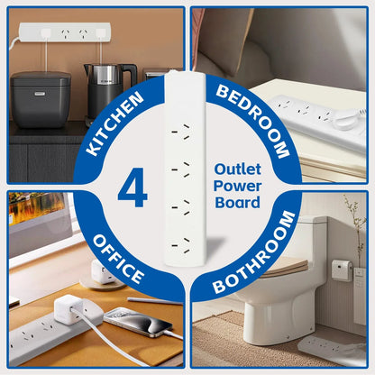4 Outlet Powerboard With Surge Protection 1M Lead Cable