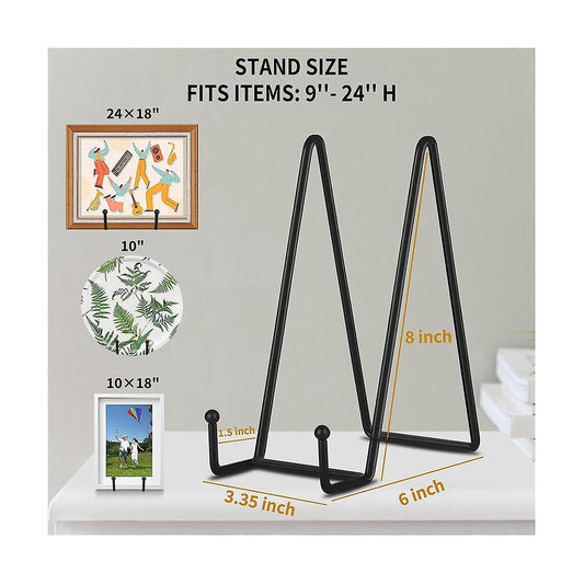 8 Inch Black Metal Plate Stand Holder for Picture, Decorative Plate, Book Compatible with Various Brands