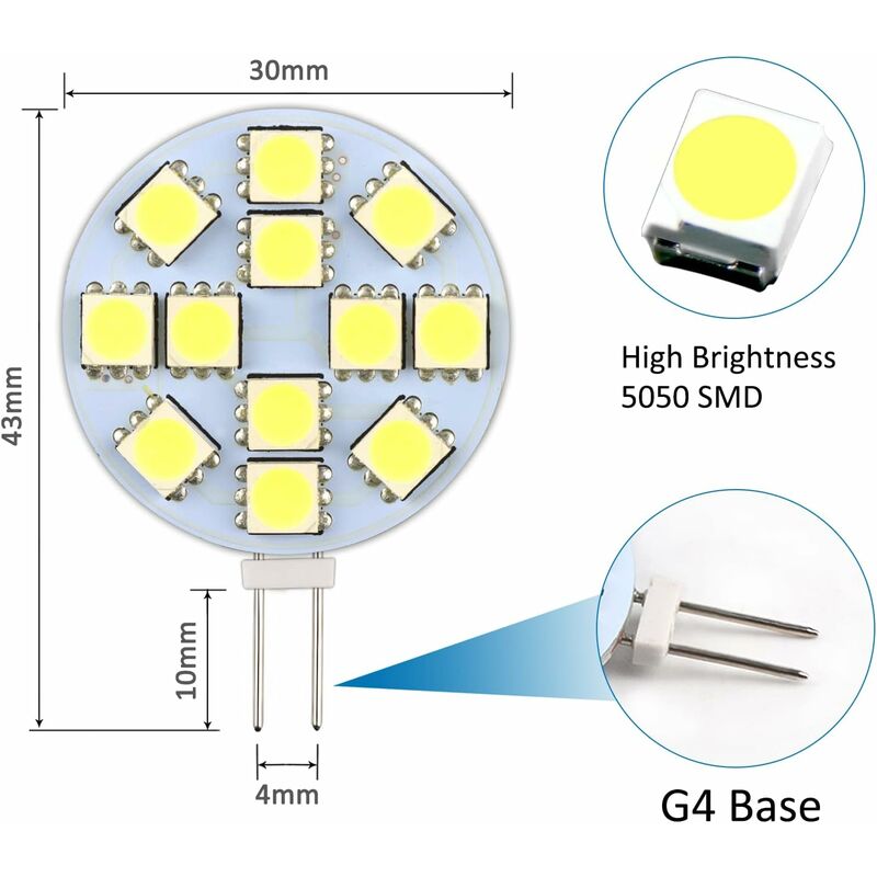 G4 LED Bulb Cool White 6000K Non-Dimmable 6-Pack