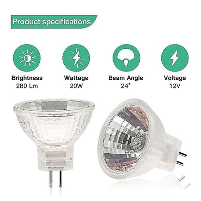 MR11 GU4 Halogen Bulbs 12V 20W Dimmable (12-Pack) for Ceiling Lighting