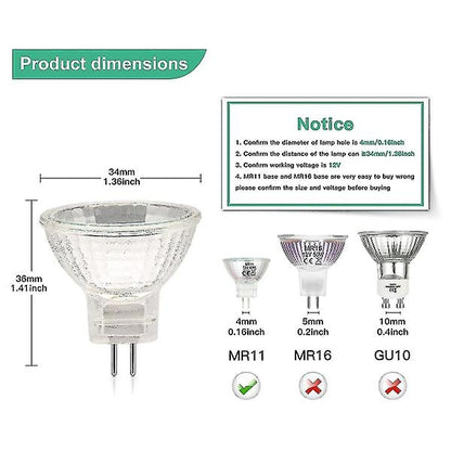 MR11 GU4 Halogen Bulbs 12V 20W Dimmable (12-Pack) for Ceiling Lighting