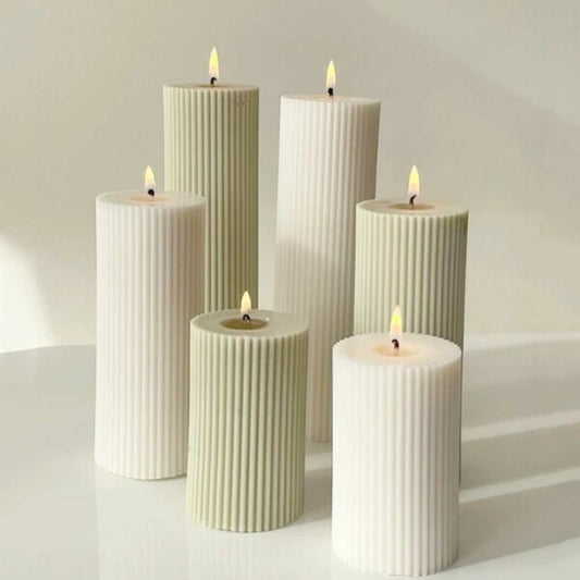 White Silicone Ribbed Candle Mold DIY for Halloween Candles