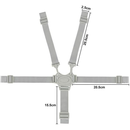 Adjustable 5-Point Safety Harness for Child Seats and Strollers, Gray - Compatible with Most Brands