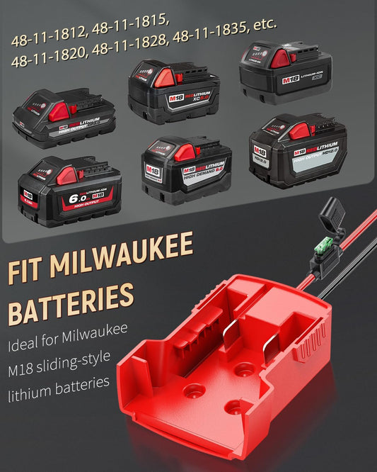 Power Wheel Adapter for Milwaukee M18 Battery, Peg-Perego Milwaukee Battery Adapter with Original Wire Harness Connector, DC Power Adapter Conversion for Peg-Perego Children's Riding Toys