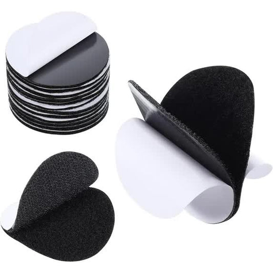 12 Pairs Round Self Adhesive Hook and Loop Tape, 2 Inch Black Nylon Self Adhesive Dots Double-Sided Adhesive Strip Heavy-Weight Industrial Strength Sticky Tape for Home Car Office Wall Decoration