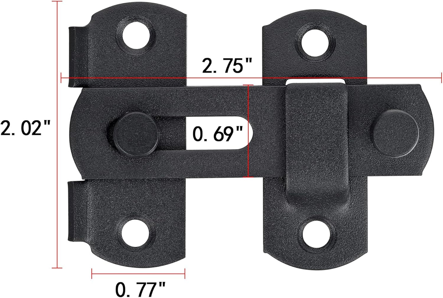 2 Packs Barn Door Latches，2.75” x 2.02” Matte Black Stainless Steel barn gate flip Door Latch Bi-fold Door Lock,Sliding Door Antique Lock Gate Latches Wine Cabinet Closet Door Latches  Small_Matte